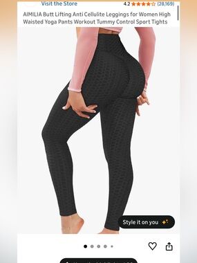 High-Waist Black Textured Scrunch Butt Lifting Leggings